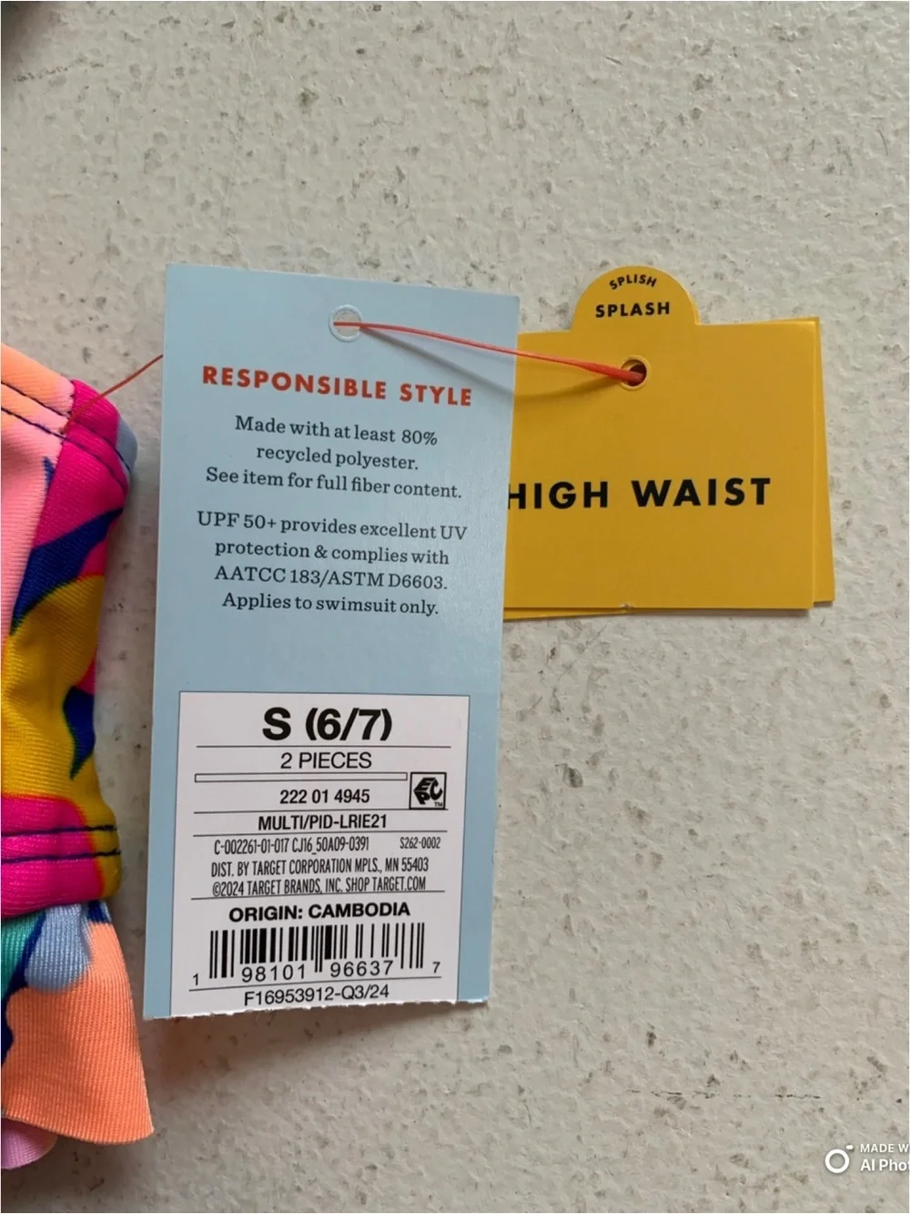 Cat & Jack Girl’s Bikini Set Swimsuit Size Small (6/7) NWT Blue Pink Beach Swim